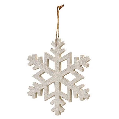 White Glitter Snowflake Ornament