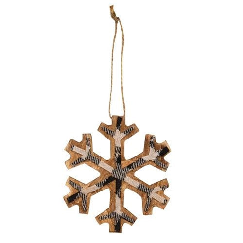 Black & White Plaid Snowflake Ornament Small