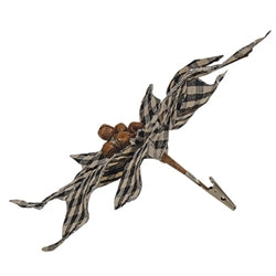 Black/Wht Plaid Poinsettia Clip Ornament