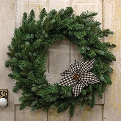 Black/Wht Plaid Poinsettia Clip Ornament