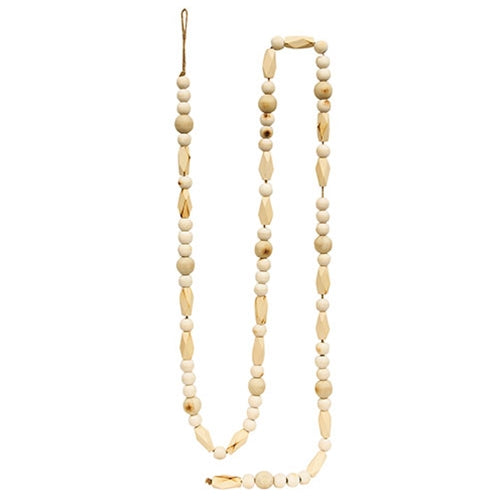 *Geometric Natural Wood Bead Garland