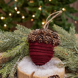 Burgundy Acorn Glittered Ornament