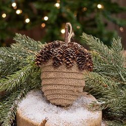 Tan Acorn Glittered Ornament