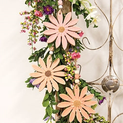 Pastel Wooden Daisy Ornament - 3 Asstd.