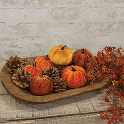 16/Set Pumpkins and Pinecones in Mesh Bag