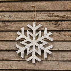 White Glitter Snowflake Ornament 6"