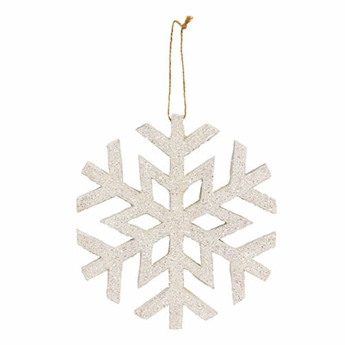 White Glitter Snowflake Ornament 6"