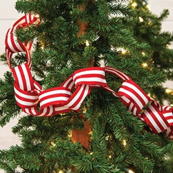 Large Red and White Striped Ribbon Garland - 48"L