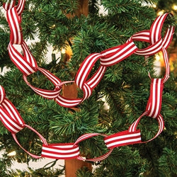 Small Red and White Striped Ribbon Garland - 48"L