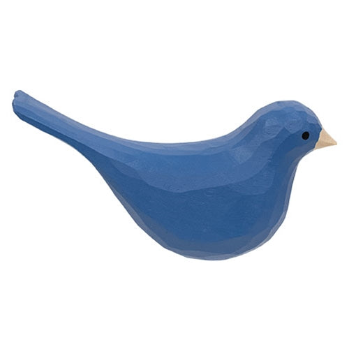 Dark Blue Carved Bird Sitter - 3.5"H