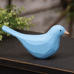 Light Blue Carved Bird Sitter - 3.5"H