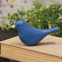 Dark Blue Carved Bird Sitter - 2.75"H