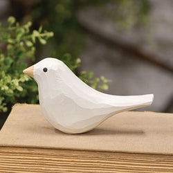 White Carved Bird Sitter - 2.75"H