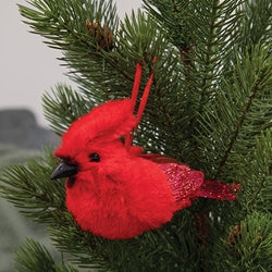 Glittered Cardinal Ornament - 3.5"H