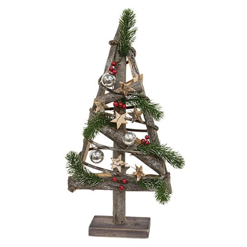 Small Rustic Wooden Christmas Tree Sitter