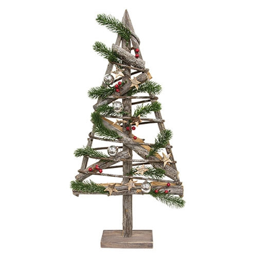 Large Rustic Wooden Christmas Tree Sitter