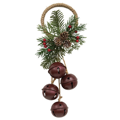 Burgundy Christmas Bells Door Hanger