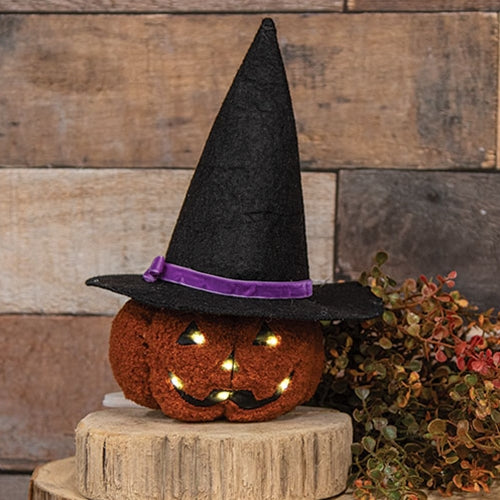 Witch Hat Jack-O-Lantern w/LED Lights