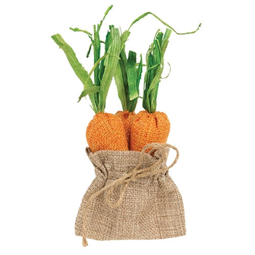 3/Set Fabric Carrots in Burlap Bag