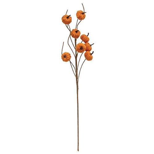 Orange Burlap Pumpkin Pick 30.5"
