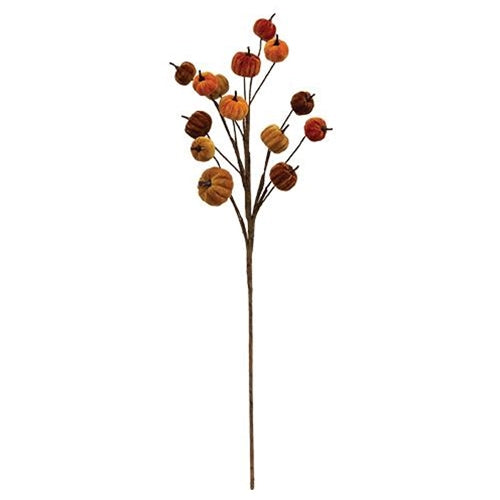 Multi-Color Velvet Pumpkin Pick 34"
