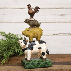 Carved Look Resin Farm Animal Stack 13"H