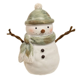 6/Set - Resin Green Winter Clothes Snowmen - 3-1/4 In H