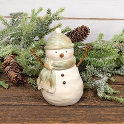 Green Winter Scarf & Hat Resin Snowman - 6"H