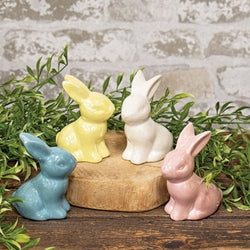 Mini Ceramic Pastel Bunnies - 4 Asstd.