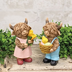 Resin Standing Easter Highland Calf - 2 Asstd.