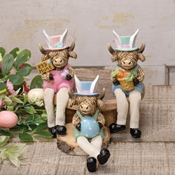 Resin Dangle Leg Easter Highland Sitter - 3 Asstd.