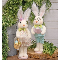 Standing Spring Floral & Eggs Bunny - 16"H - 2 Asstd.