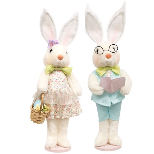 Standing Spring Floral & Eggs Bunny - 16"H - 2 Asstd.