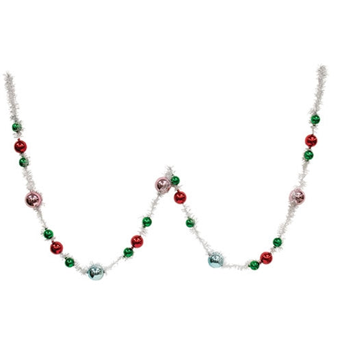 Platinum Tinsel & Bauble Garland - 6 Ft.