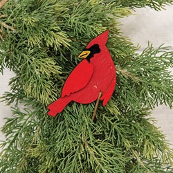 Layered Wooden Left Facing Cardinal Plant Poke - 14"H