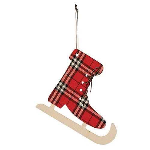 Red/Wht Plaid Skate Ornament