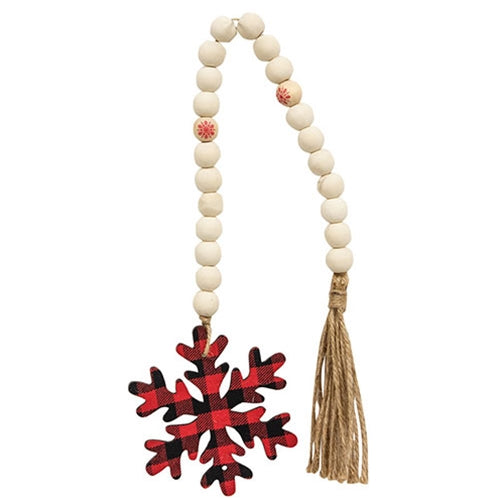 Red & Black Buffalo Check Snowflake Beaded Tassel
