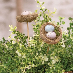 6/Set - Speckled Egg Duo in Nest Picks - 10"H