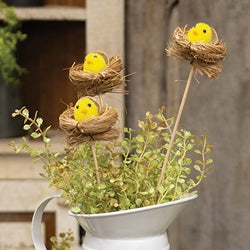 6/Set - Hatching Chick in Nest Picks - 10"H