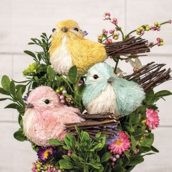 Pastel Sisal Bird w/Twiggy Tail Pick - 9"H - 3 Asstd.