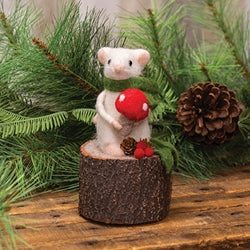 Felted Mouse on Log