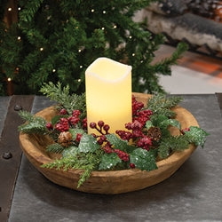 Natural Carved Wooden Bowl - 12" x 11.5"