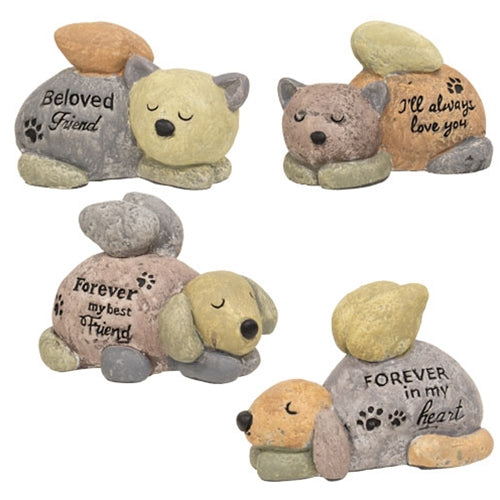 Cement Angel Pet Memorial Figurine - 4 Asstd.