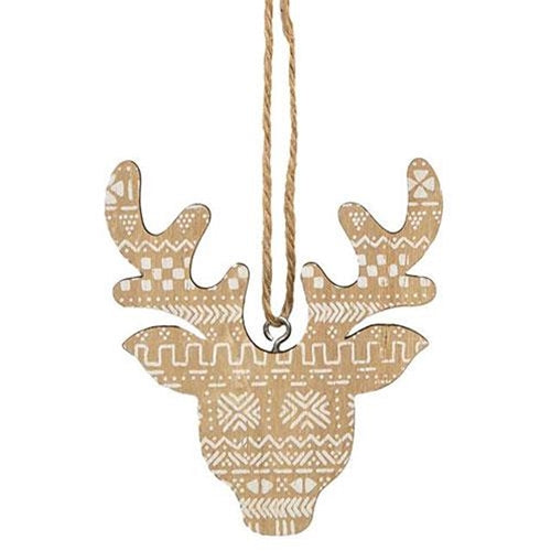 Nordic Reindeer Wood Ornament