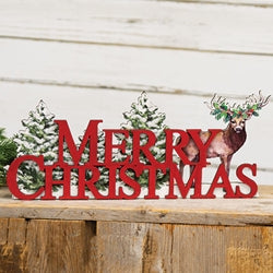 *Merry Christmas Deer Wood Cutout Sitter