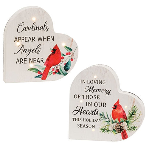 Cardinal Heart Sitter w/LED Lights 2 Asstd.