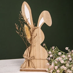 Wood Bunny with Foliage Sitter - 12"H