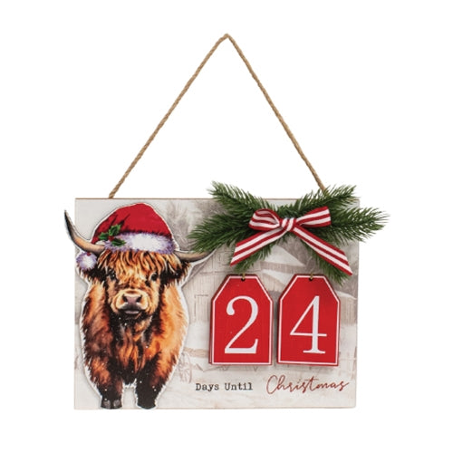 Highland Cow Christmas Countdown Hanger