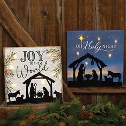 Nativity Scene Lighted Canvas - 2 Asstd
