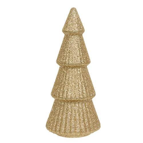 Gold Glittered Cone Tree - 8.25"H